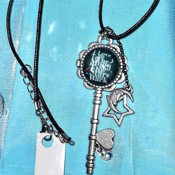 Moon & Stars Embellished Key Pendant - Picture 5 of 11
